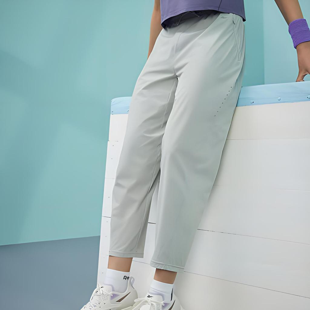 Reebok Solid Color Slim Fit Sports Casual Pants Women bottoms Gray 23RCS606WGG0