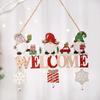 Xmas Wooden Welcome Hanging Plaque, 3 Assorted Styles Random, Christmas Santa Snowman Pendant Decor for Front Door, Window,Party