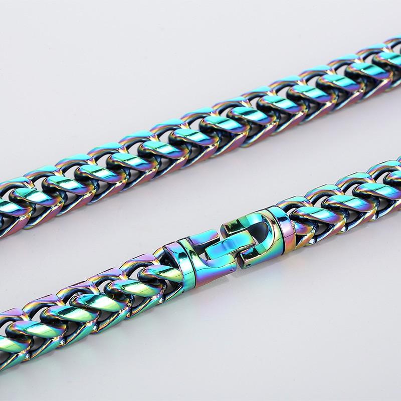 316L Stainless Steel Round Foxtail Chain Necklace for Men Women 8/10Mm Hip Hop Colorful Chunky Party Jewelry
