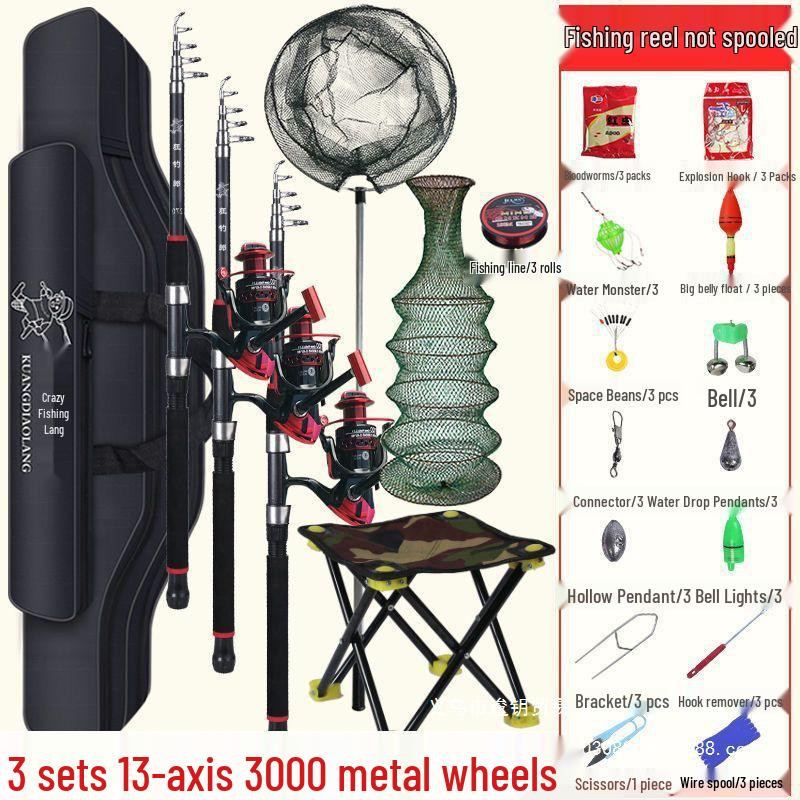 Complete Sea Fishing Rod Set - Long Cast Casting Rod with Fishing Gear & Tackle