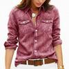 Camicie Vintage da Donna in Denim Lavato Manica Lunga Collo a Revers Bottoni Bluse Casual Ampie Top Quotidiani