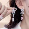 Women's Light Luxury Design Elegant Geometric Zircon Water Droplet Earrings Fashionable And Versatile Niche Design Earrings