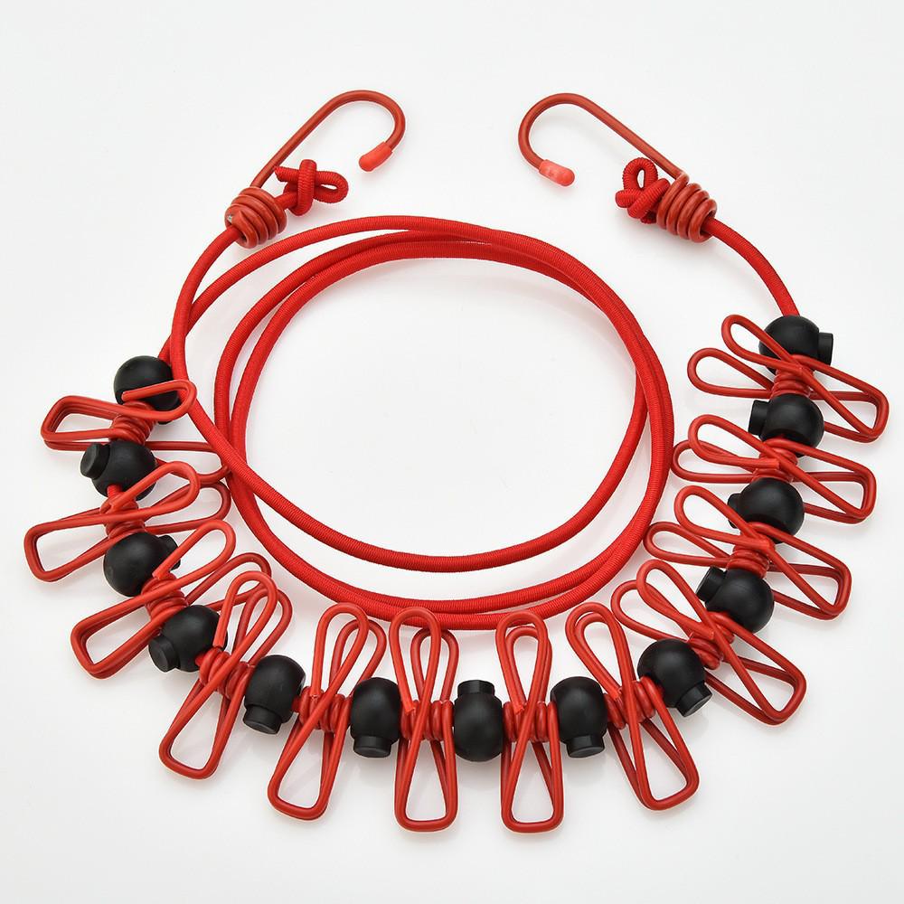 Portable No-Punch Travel & Home Clothesline with Storage Clips for Drying and Outdoor Use