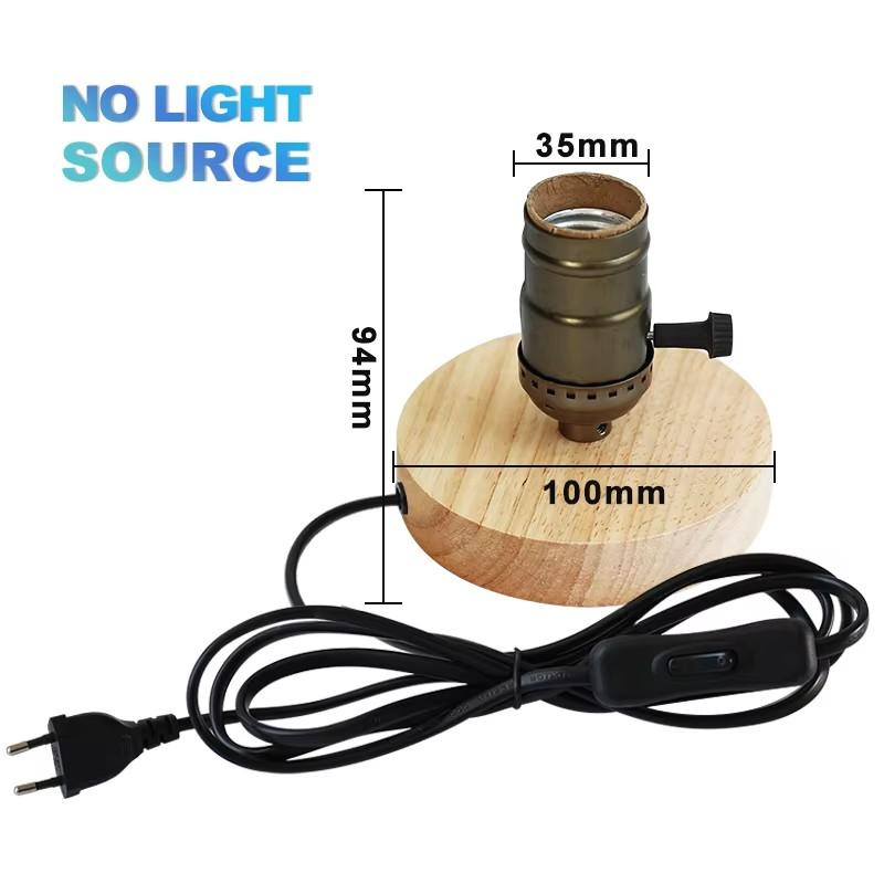 Modern Wood Table Lamps E27 Retro Desk Decora Light Indoor Art Lamp Living Room Bedroom Bedside Decoration Light Base EU Plug