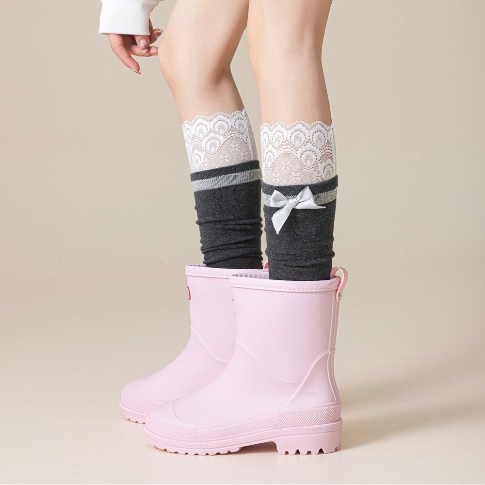 Strümpfe mit Schleife College-Stil Warme Socken Modische Lange Socken Herbst Winter