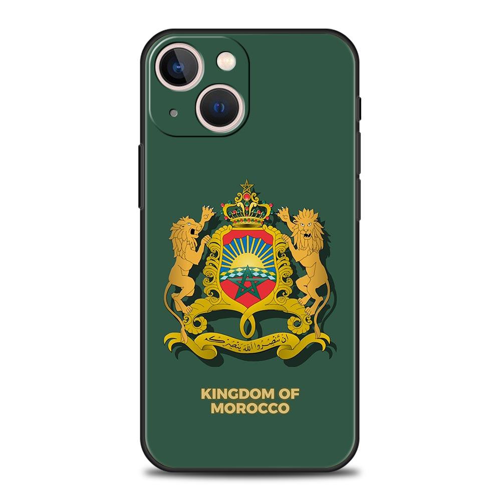 Moroccan Flag Maroc Morocco Passport Phone Case For iPhone 17 16 15 Pro Max 11 12 13 14 7 8 Plus SE 2020 X XR XS Cover Black