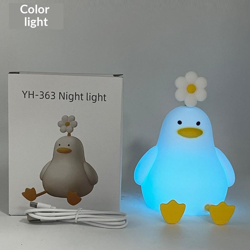 Cute Duck Led Night Light USB Rechargeable Nightlights Silicone Lamp Touch Switch Children Kid Bedroom Decoration Birthday Gift