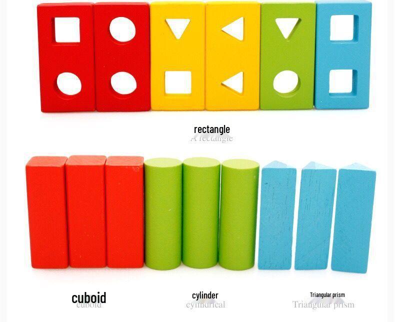 Kids' Educational Wooden Shape Stacking Blocks - Toddler Learning Toy