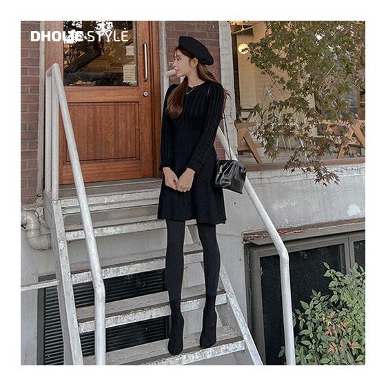 Twist knit mini dress p316546 Women s [ops] Korean fashion dress mini dress mini length short length round neck crew neck long sleeve twist knit