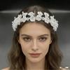 Handmade Crystal Pearl Floral Headband Girls Brides White Silk Hair Accessory Wedding Party Hairpiece