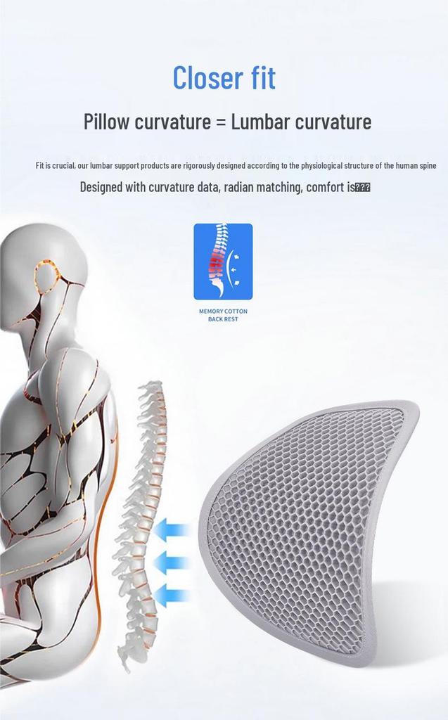 Four Seasons Breathable Gel Lumbar Support Pad for Car - Ideal for Long Sitting