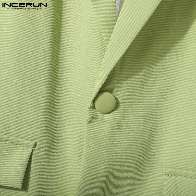 INCERUN Sacouri subțiri de petrecere pentru bărbați cu mânecă lungă, cu dantelă la spate și cusături transparente