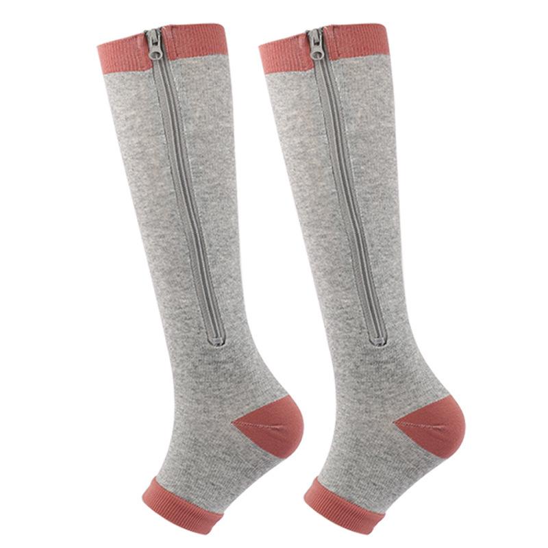 Women's Open-Toe Compression Zipper Socks - Elastic Calf Support 