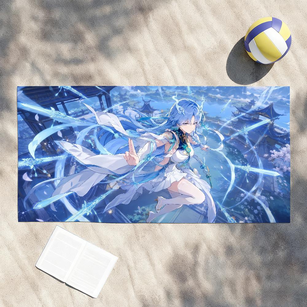 Game Wuthering Waves Qingxiao Towel Shower Sauna Travel Spa Quick Dry Gym Accessories Soft Large Beach Towels