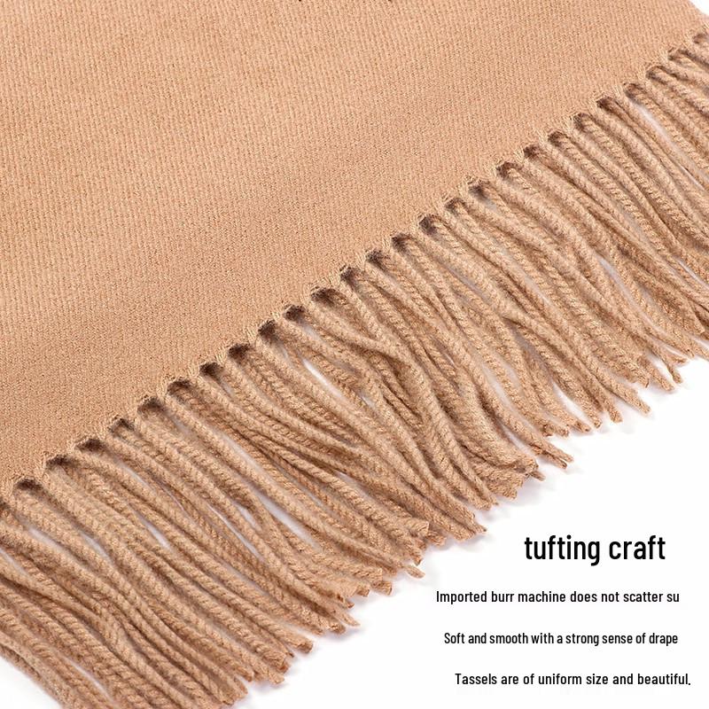 High-End Wool & Cashmere Solid Color Scarf/Shawl: Versatile Korean Style for Women - Autumn/Winter