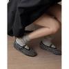 French Leather Round Head Rhinestone Rivets Mary Jane Single Shoes Women's 2025 Spring New Comfortable Flat Ballet Shoes