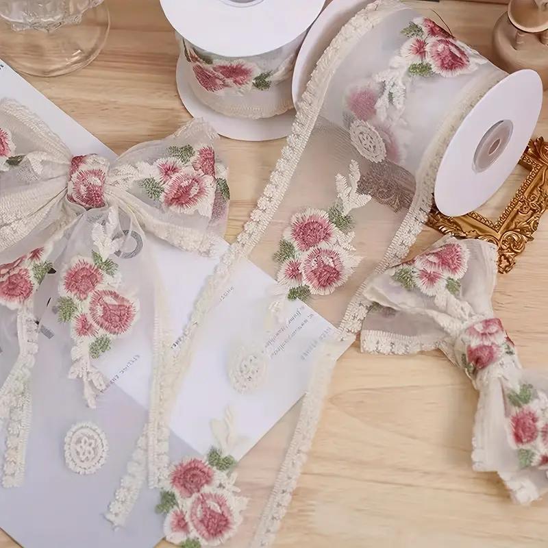 1Yard Vintage Rose Blossom Embroidery Lace Ribbon Decoration Clothing Accessories