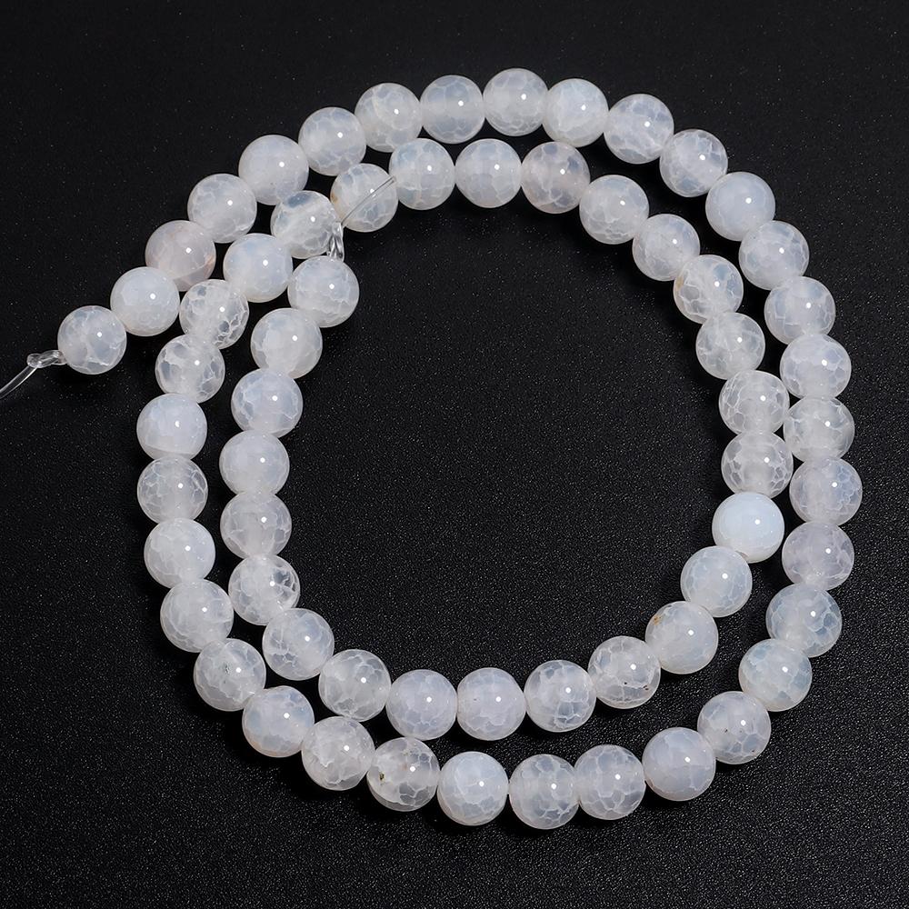 

6 8 10 мм Натуральные Агатовые Бусины Белый Ледяной Цветок Круглые Рассыпные Каменные Бусины Для Изготовления Украшений DIY Ожерелья Браслета Фурнитура