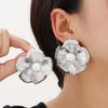 3D Flower Pearl Metal Texture Earrings: European & American Style, Chic Ins Cold Design for Women