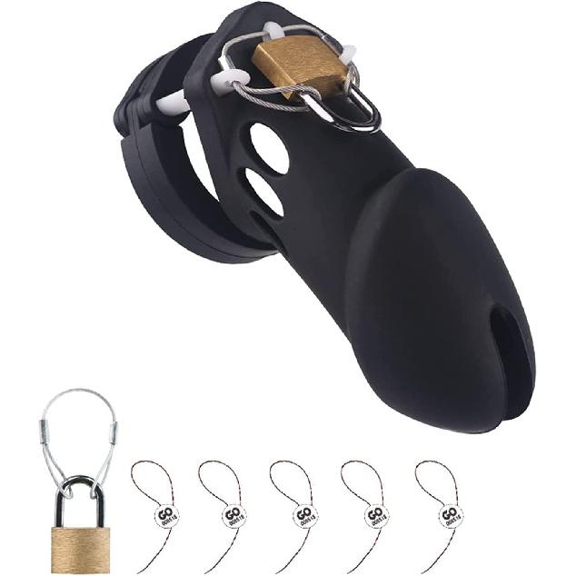 Silicone Chastity for Men Breathable Chastity Device Chastity Cage Chastity Devices Lightweight Sexual Wellness Chastity cage-Black1