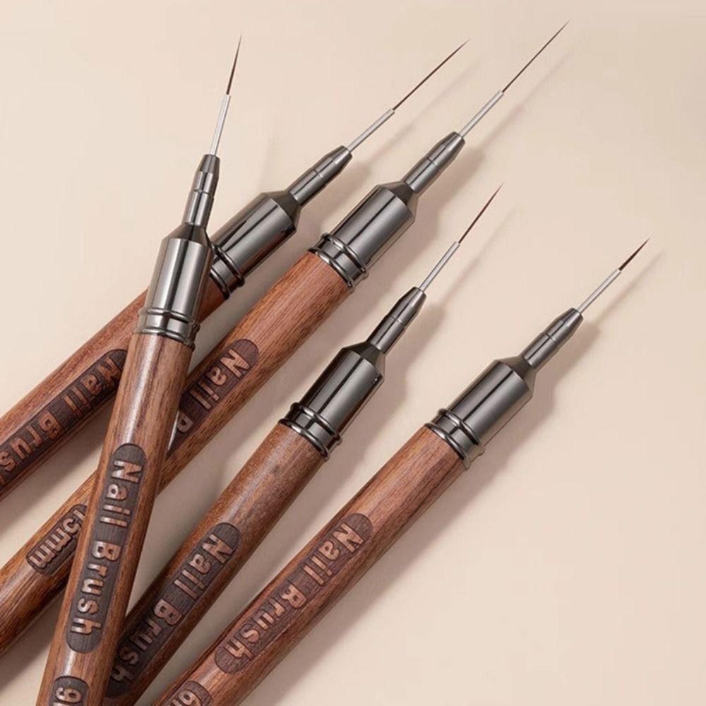 6/9/12/15/18mm Nail Liner Brush Sandalwood Pole Professional Fine Detail Nail Brush Nail Art Painting Brush Nail Painting