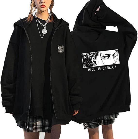 Giant Sweater Attack onTitan Wings of Liberty Print Men's and Women's Zip Hoodies