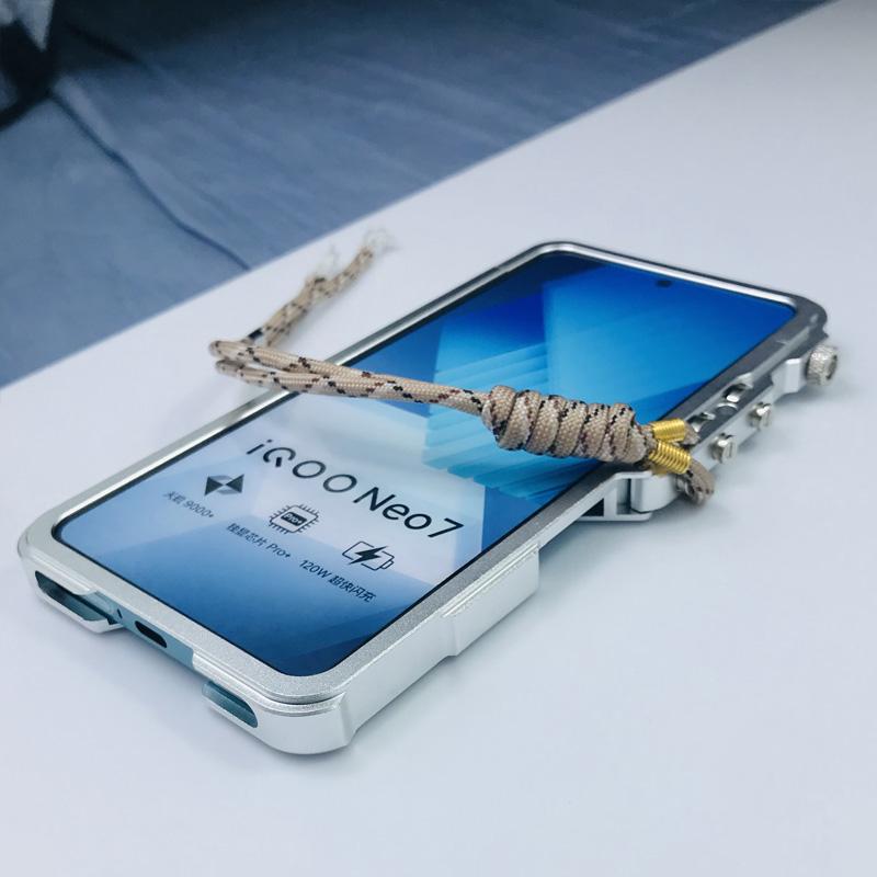 For vivo iQOO Neo7 5G/Neo7 SE 5G/Neo7 Racing 5G/Neo7 Speed 5G/Neo8 5G/Neo8 Pro 5G Case Aluminium Alloy Metal Phone Cover with Strap
