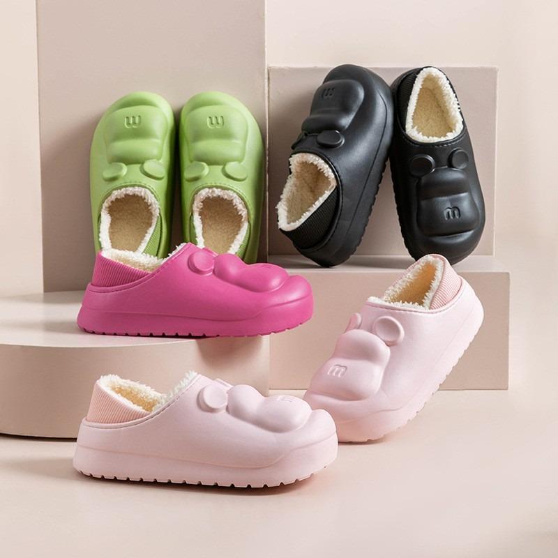 Waterproof home bear cotton shoes autumn and winter warm couple cotton slippers bag heel wear non-slip velvet cotton slippers