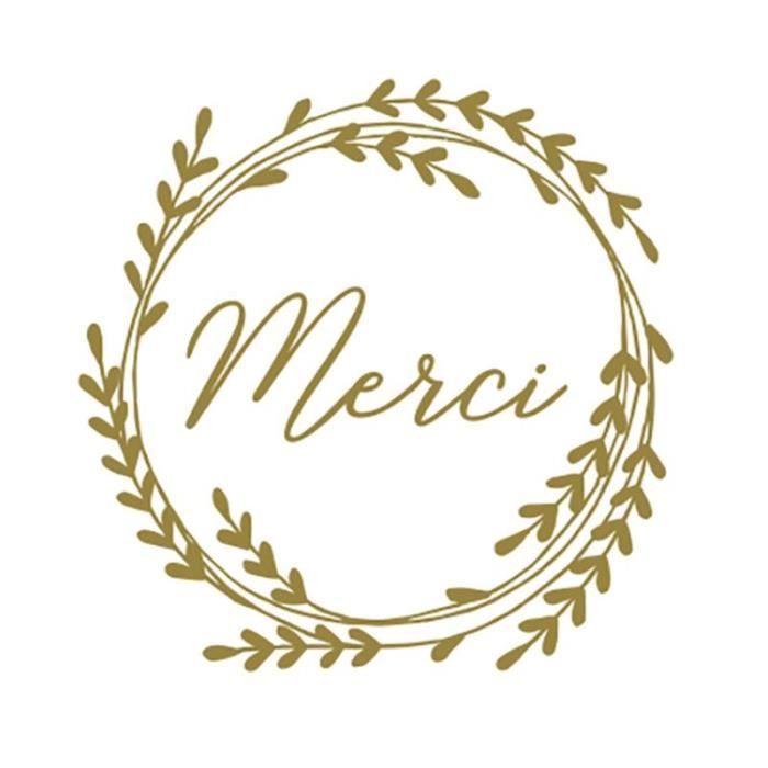 Stickers ronds dorés Merci ARTEMIO - Ø 3,5 cm - Jaune - Mixte - A partir de 5 ans