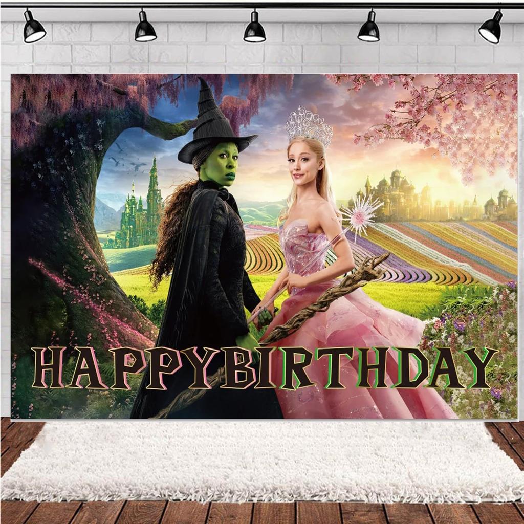 The Wizard of Oz Wicked Birth Date Celebration Theme Decorations Balloons Banner Cups Plates Backdrop Present Pouch Infant Shower Supply
