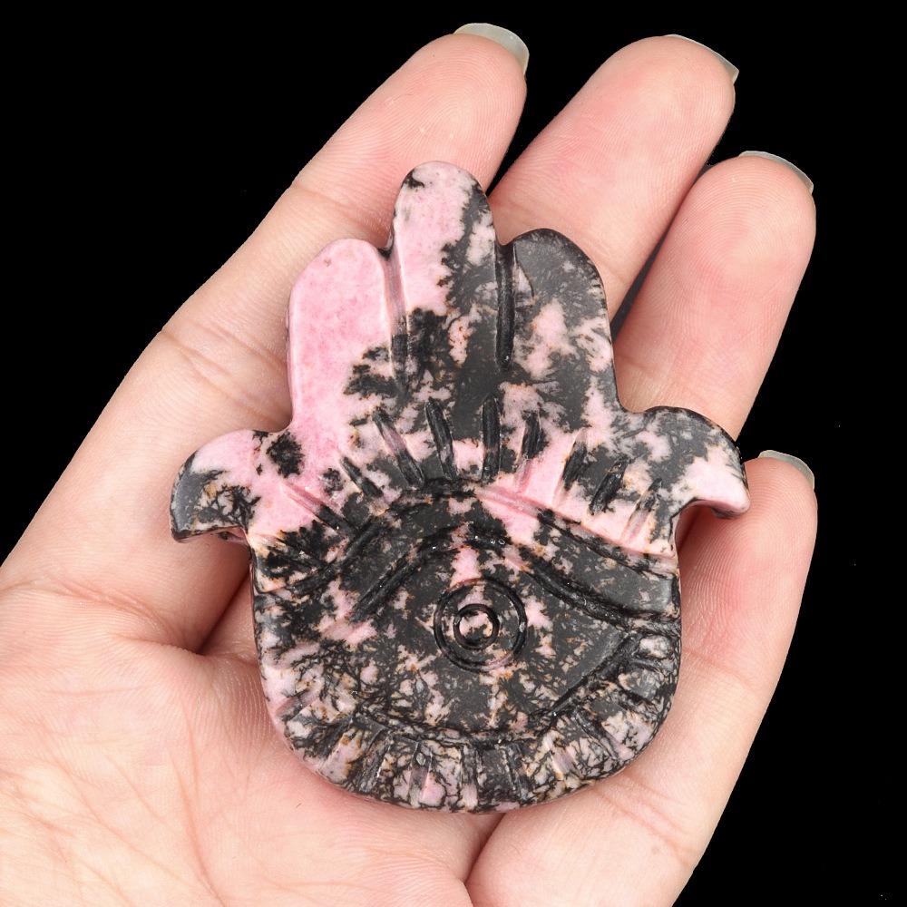 Crystal Natural Stone Beads Semi-Precious 57x50mm Agate Amethysts Beads Palm Shape Carving Stone