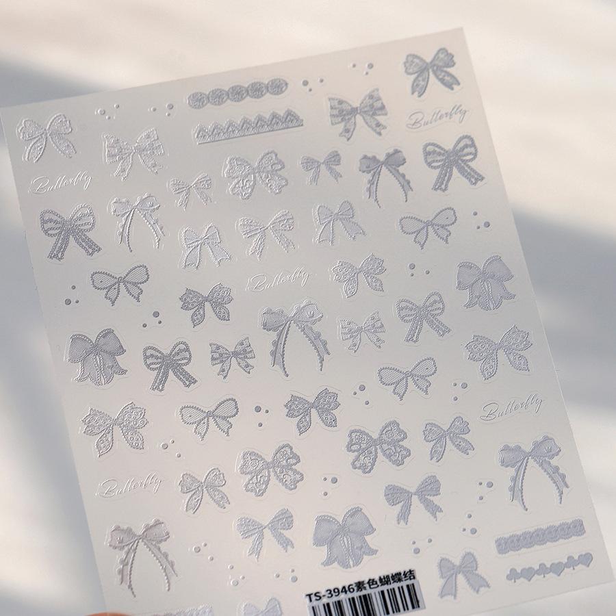 1pcs 5D Fashion Cartoon Mini Bow Nail Art Stickers Red Black White Ribbon Nail Decorations Decals DIY Nail Accessories
