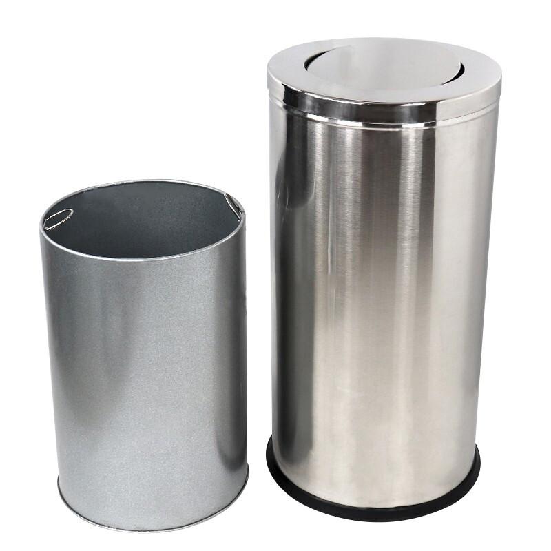 Stainless Steel Upright Flip-Top Waste Bin