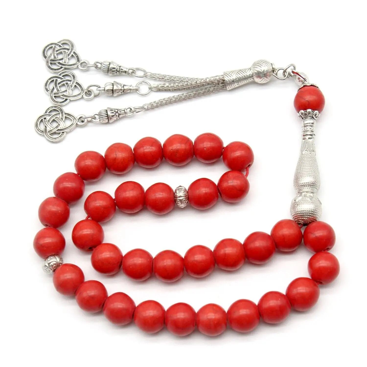 Muslimische Rosenperlen Eid des Ramadan Geschenk Türkiye Herrenarmband Arabische Islamische Gebetsperlen 10mm 33 Perlen Naturstein Handgefertigter Schmuck gray