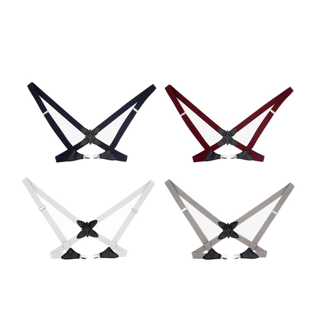 Fashion Men Women Adjustable Pants X-Back Suspenders with 4 Clips