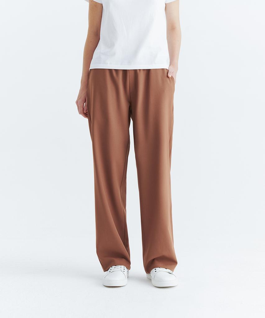 WHOLOVESART Unisex Semi-Wide Elastic Waist Slacks Camel