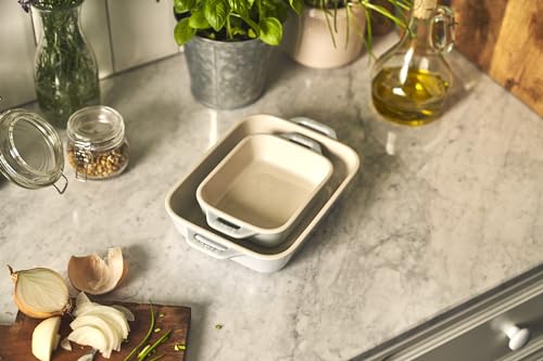 STAUB "Set of 2 Rectangular Dishes (14x11cm / 20x16cm) In Macaron Blue" Ceramic Gratin Dish Set, Oven and Microwave Safe [Official Japanese Product] D