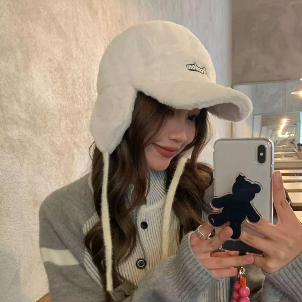 Thickened Warm Plush Hat Windproof Bonnet Caps Fashion Plush Baseball Cap Women Girls