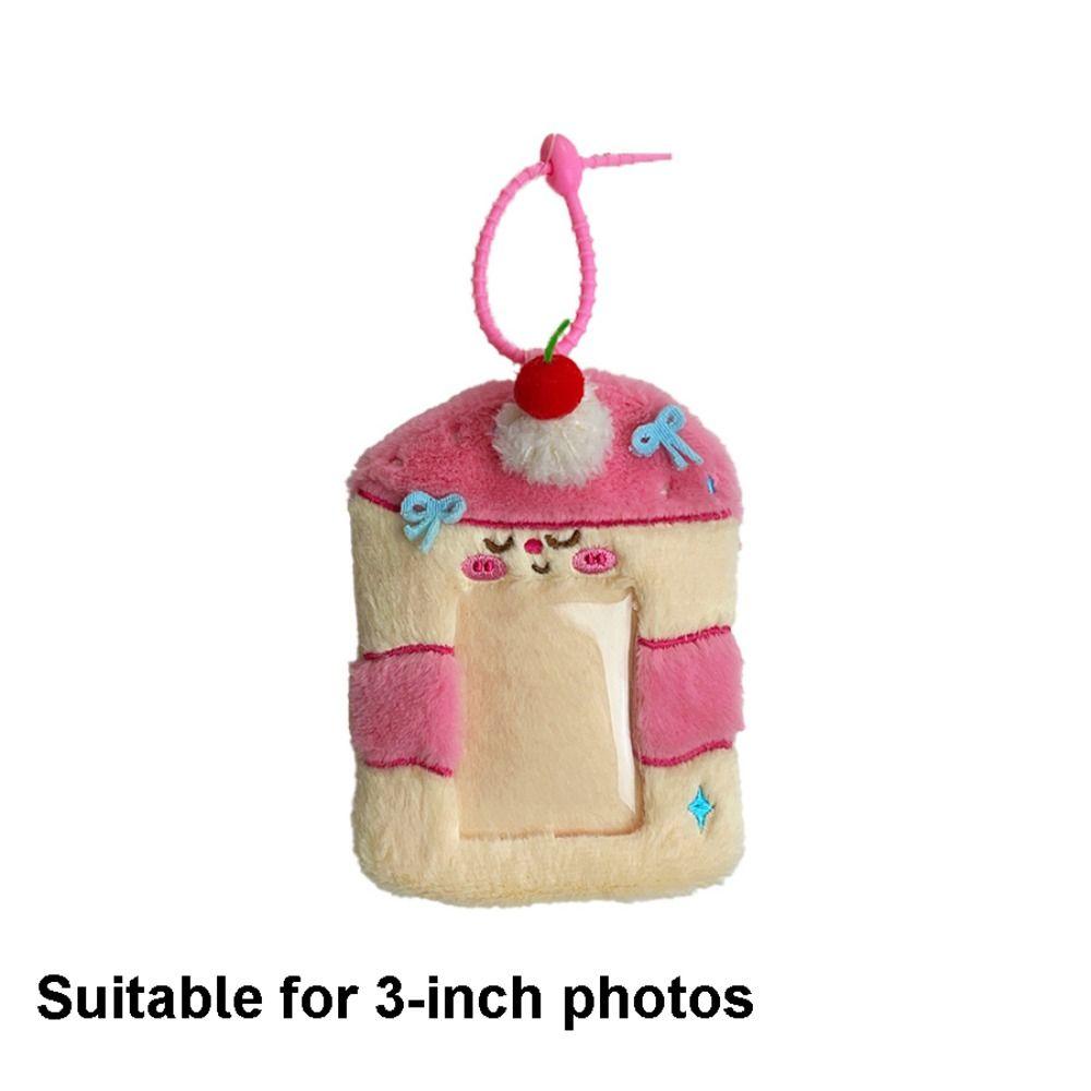 Soft Photocard Display Protector Kawaii Design with Keychain 3 Inch Card Case Pouch Cartoon Thickened Backpack Pendant