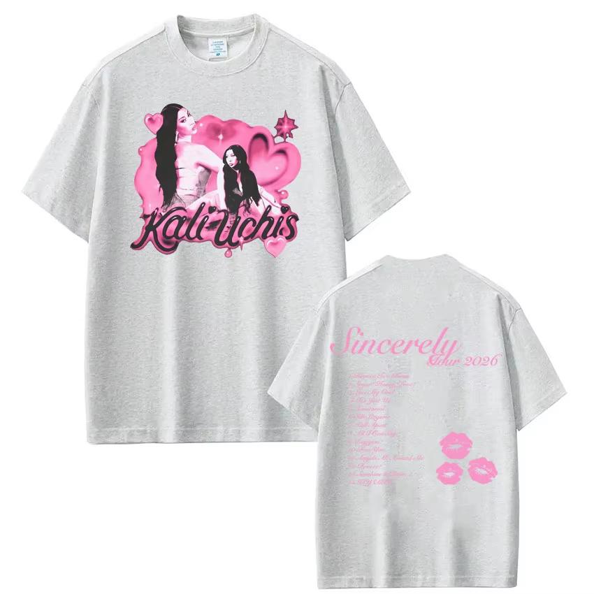 KALI UCHIS Sincerely Tour 2026 Print Tshirt Men Women Fashion Vintage Tshirt Summer otton Casual Aesthetics TShirts Fan Gifts