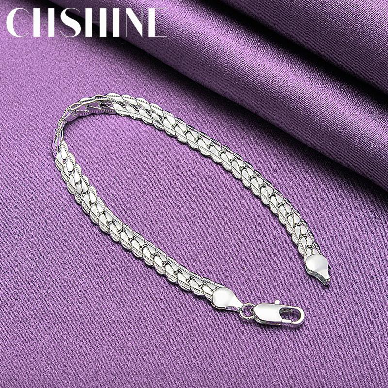CHSHINE 925 Sterling Silver Men 5mm Side Chain Bracelet Fashion Charm Wedding For Women Jewelry