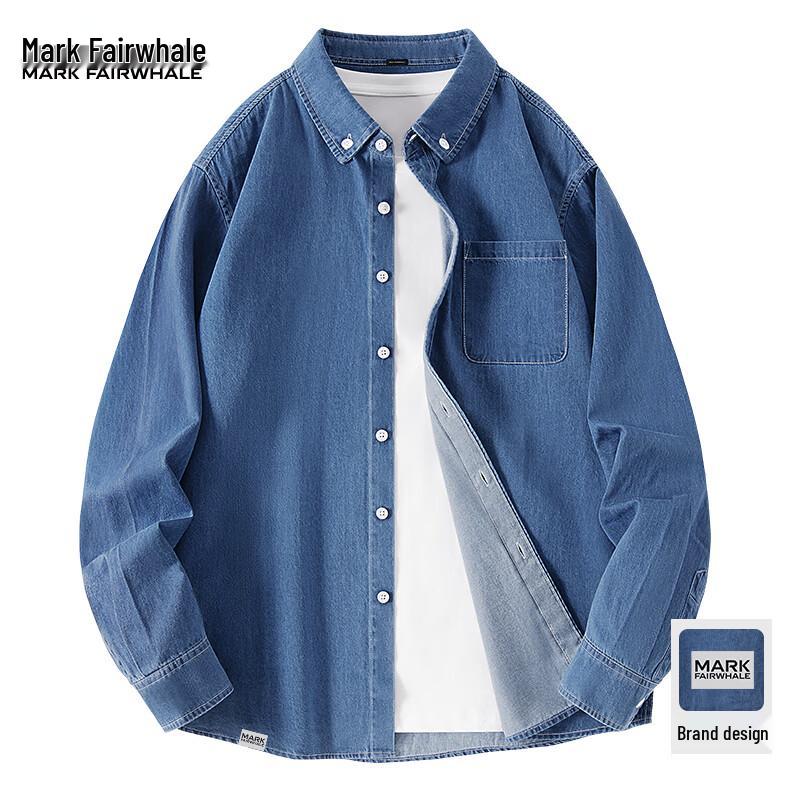 Mark Fairwhale Men s Casual Cotton Denim Overshirt XL