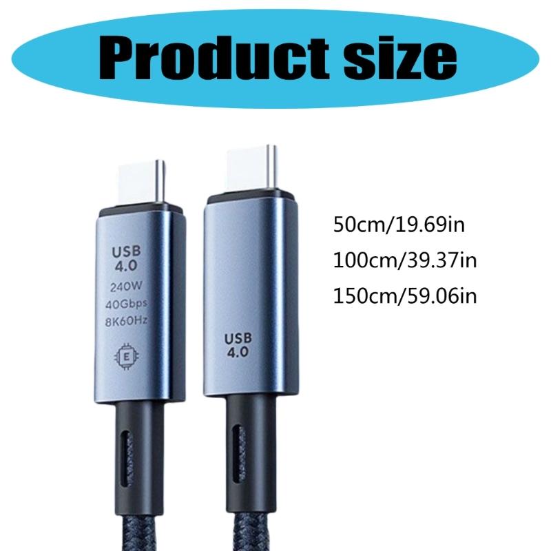 USB4 Type C To Type C Cable for 8K Video and 240W Fast Charging TypeC Cord Compatibles Phones Tablets And More
