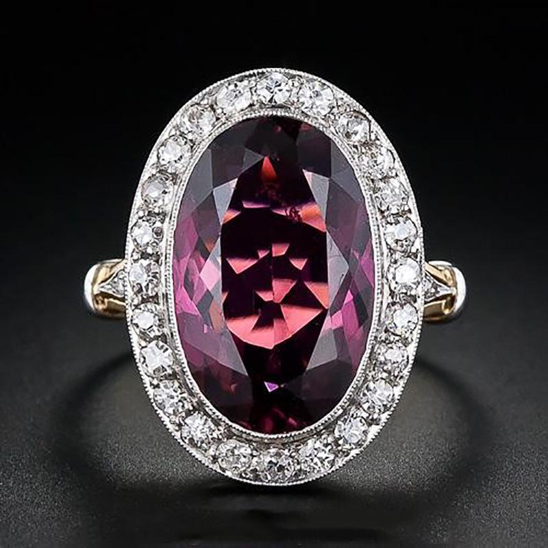 Accessories, Women'S Pomegranate Red Zircon Two-Tone Ring, Classic Women'S Wedding Ring