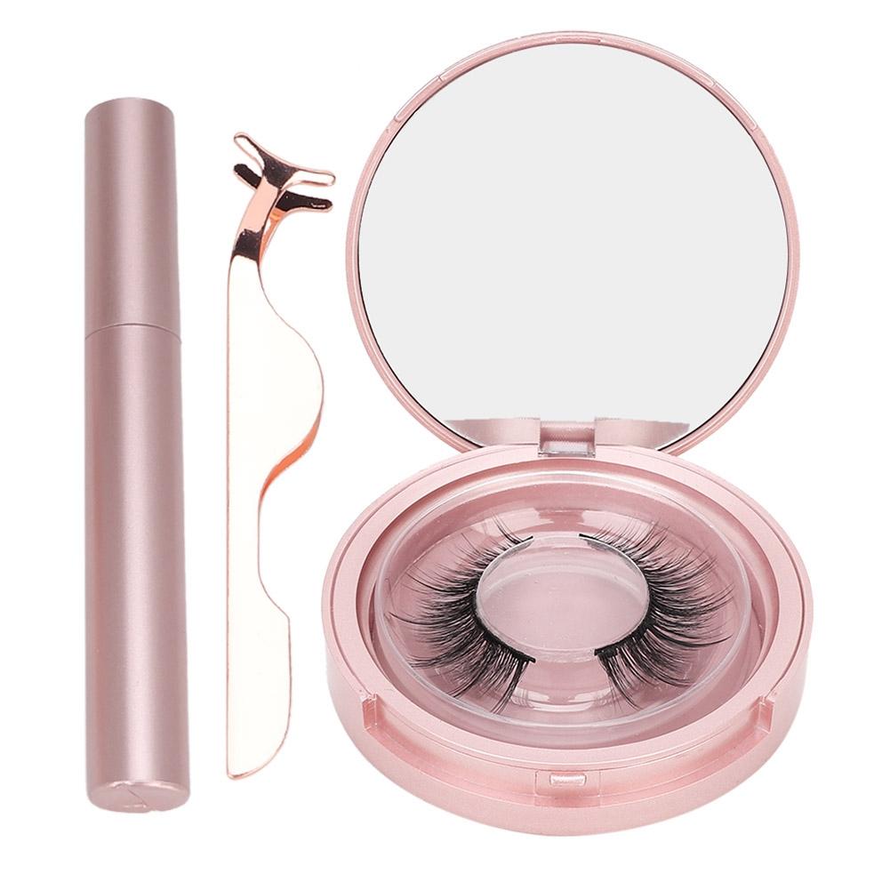 Round Tube Magnetic Liquid Natural False Eyelashes Lashes Tweezers Kit Cosmetic 001#