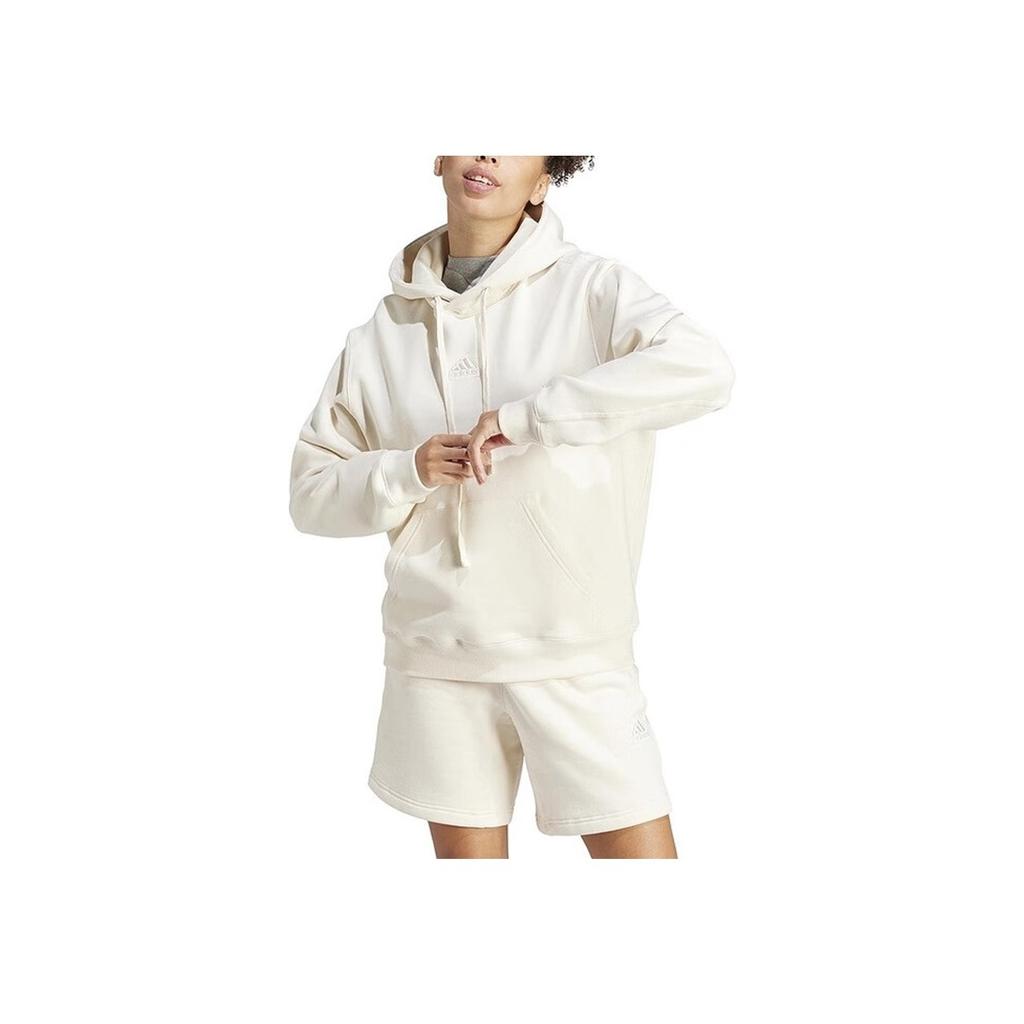 Adidas Solid Color Hooded Casual Loose Long Sleeve Sweatshirt Women Sweatshirt Cream-White IN1732