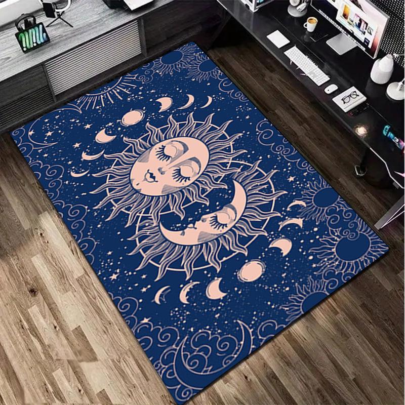 1Pc Sun and Moon Print Rug - Home Decoration Carpet For Living Room Bedroom Flooring Computer Chair Area Rug