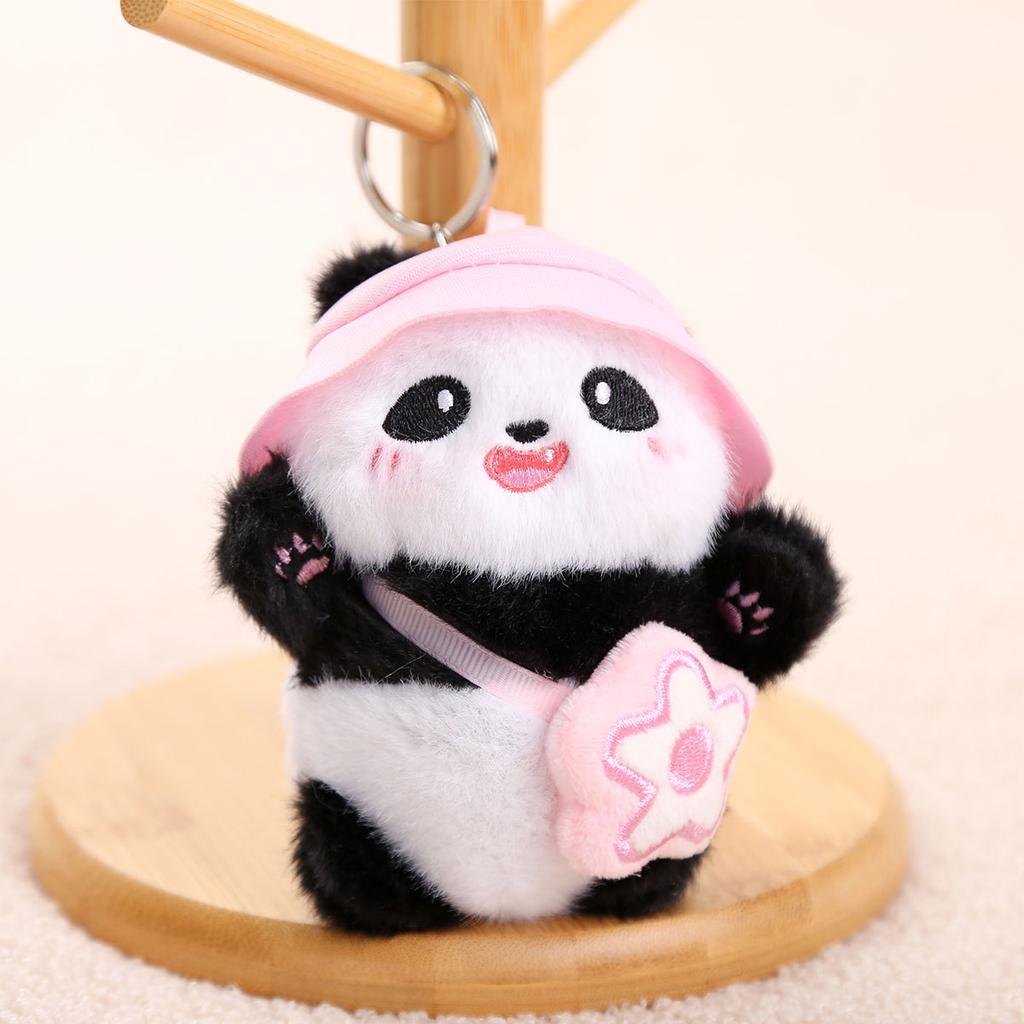 Hat panda plush toy doll pendant keychain small doll jewelry birthday gift girl bag doll