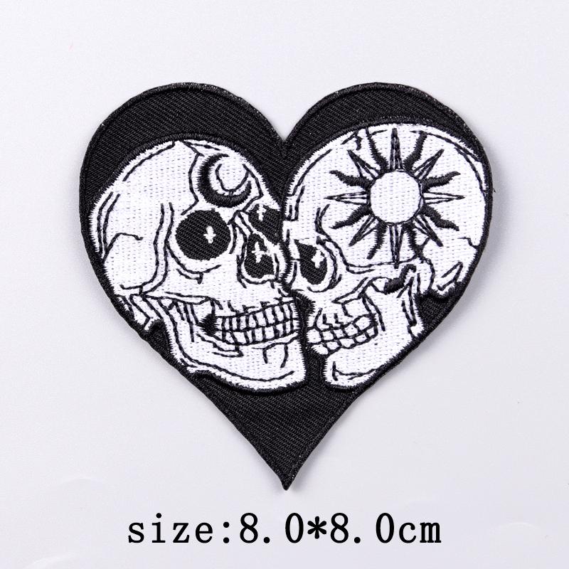 Hip Hop Punk Stickerei-Aufnäher für Kleidung Horror Totenkopf Aufnäher Aufbügel-Aufnäher für Kleidung Thermoklebende Aufkleber Abzeichen