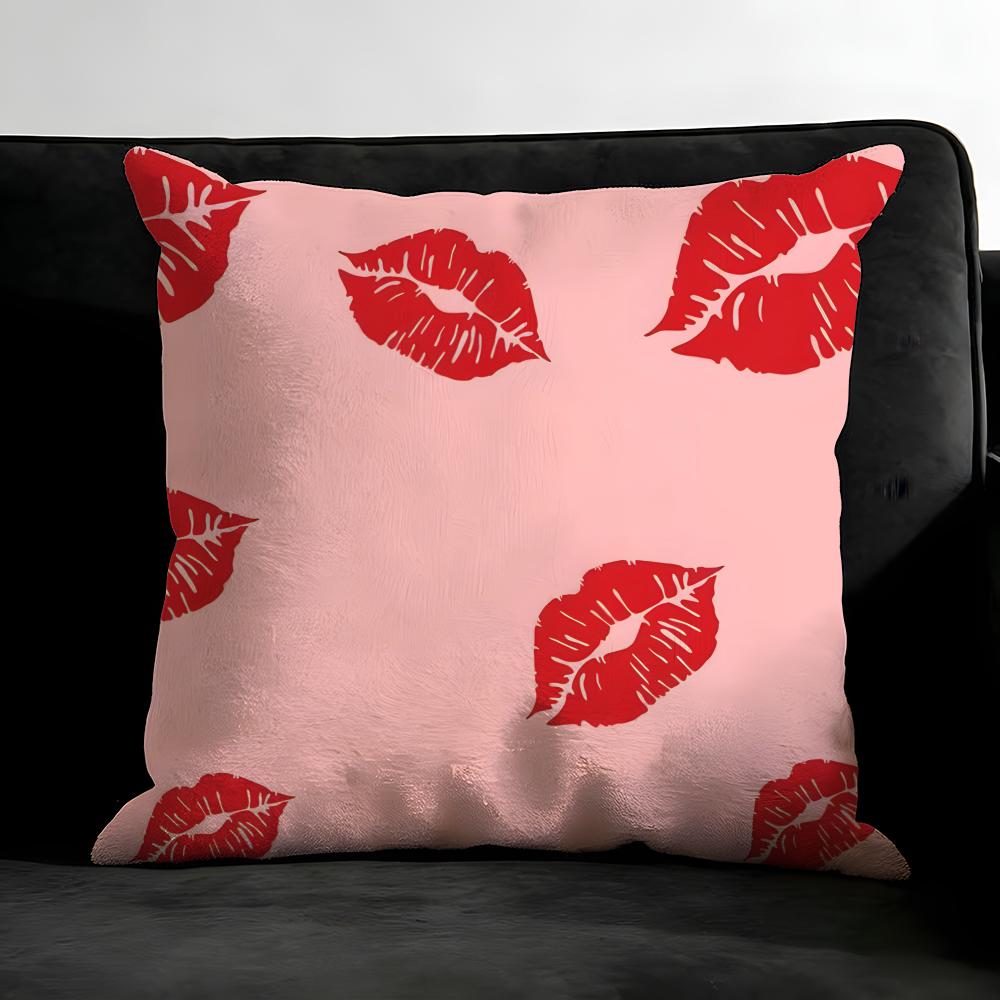 Lips Fashion Cushion Cover Pillowcase Ultra Soft Skin Friendly Fabric Cloud Like Comfort Concealed Zipper